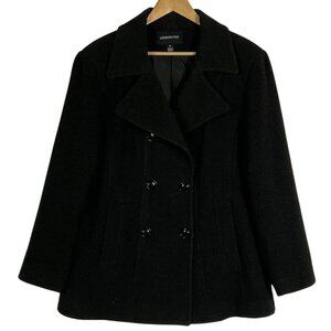 London Fog Women’s Wool Blend Peacoat Double Breasted Lined Charcoal Gray XL